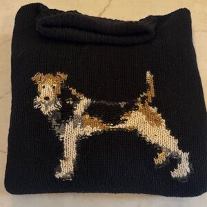 Polo Ralph Lauren Men's Black wool Turtleneck Sweater with Dog Design